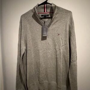 Tommy Hilfiger Men's Light Gray Zip-Up Sweater